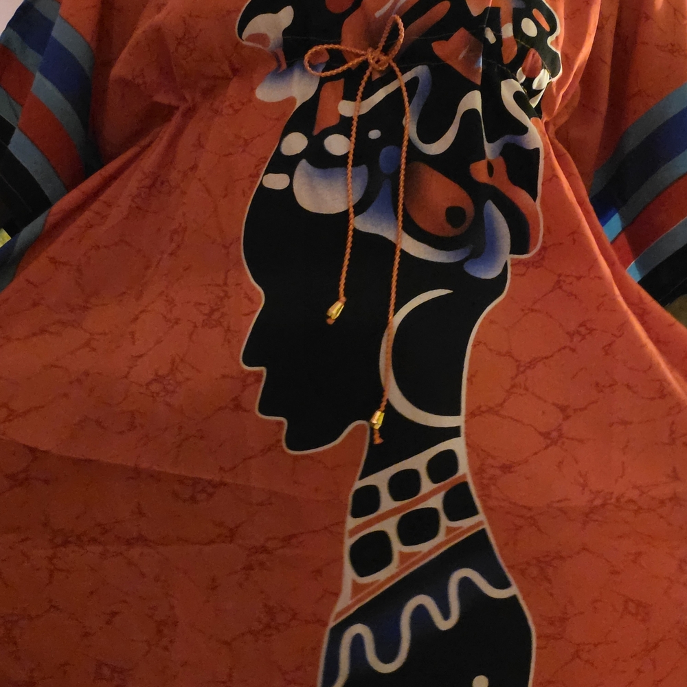 Not Rated Graphic Orange and Black 3/4 Sleeve Blouse